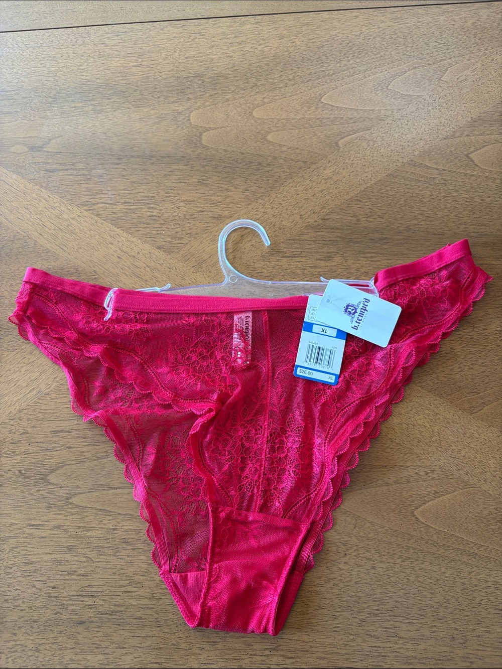 Women’s Cheeky Lace Bikini Panty in Fuchsia Red - XL